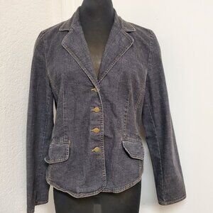 TRIBAL Denim Stretch Extensible Denim Blazer Blue Size 12 (WC241)
